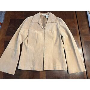 Faded Glory Beige Leather Jacket Women’s Size 8/10 Vintage Preowned